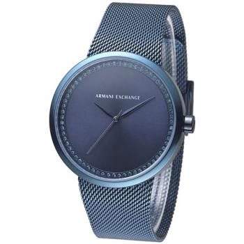 A│X Armani Exchange 米蘭時尚雅致晶鑽女錶-靛藍(AX4504)