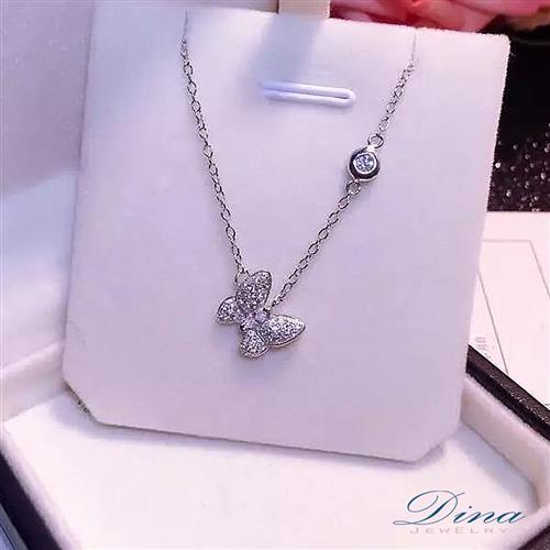 DINA JEWELRY蒂娜珠寶 日版蝶舞 925純銀CZ鑽項鏈 (PG9857)