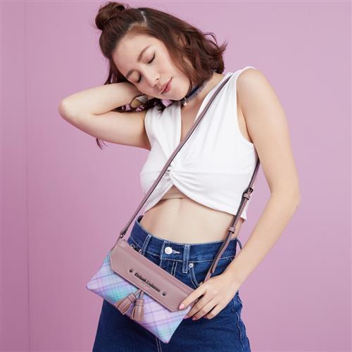 金安德森 流蘇2way尼龍拉鍊肩背包-粉色