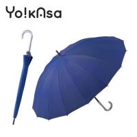 Yo!kAsa 無敵16傘骨抗風銀膠手開直傘(深藍)