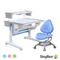 【SingBee】氣壓桌+上層板書架+133椅