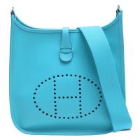 HERMES Evelyne系列Epsom牛皮鏤空洞洞H LOGO肩背包(環礁藍)