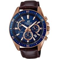 CASIO EDIFICE 疾速迅雷三眼賽車男錶-IP藍框/藍(EFR-552GL-2A)