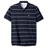 NAUTICA 2018男時尚舒適透氣深藍白條紋短袖POLO