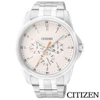 CITIZEN星辰 雅痞風尚三眼夜光石英腕錶 AG8340-58A