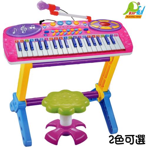 【Playful Toys 頑玩具】37鍵電子琴+麥克風(多功能電子琴 鋼琴彈奏 兒童樂器玩具 電子鋼琴 外接mp3 麥克風)