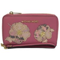 MICHAEL KORS 限量花卉鉚釘款手提式拉鍊中長夾.鬱金香
