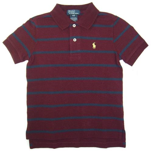 Polo by Ralph Lauren小馬Logo咖啡藍色條紋網眼POLO衫(小孩4/4T)