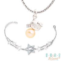 甜蜜約定 HelloKitty 深情純銀墜子 送項鍊+星光白鋼手鍊