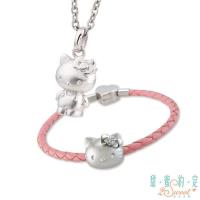 甜蜜約定 HelloKitty 心情城堡純銀墜子 送項鍊+喜歡妳純銀/皮革手鍊-粉