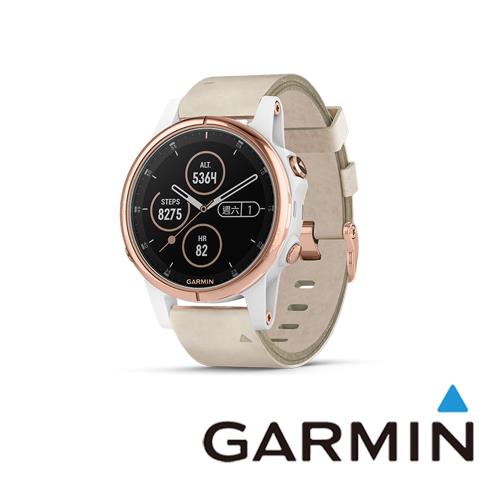 GARMIN fenix 5S Plus 進階複合式運動GPS腕錶(皮革錶帶)