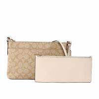 COACH PVC LOGO皮革素面斜背包(白色)