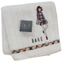 DAKS 經典格紋LOGO優雅名媛LOGO刺繡小方巾(白色)