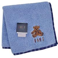 DAKS 經典格紋LOGO泰迪熊刺繡雙面用小方巾(藍色)