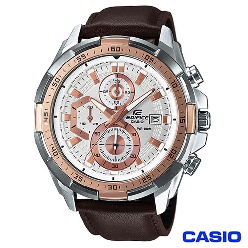 CASIO卡西歐 EDIFICE賽車風格三眼時尚皮帶腕錶 EFR-539L-7A