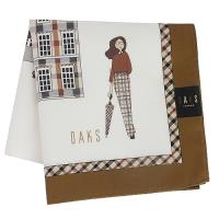 【DAKS】英倫淑女格紋邊框純綿帕領巾(駝色)