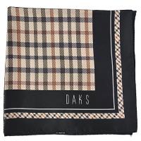 DAKS 經典格紋拚色大絲巾-黑色