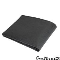 【Continuita 康緹尼】頭層牛皮超手感8卡雙層紳士男夾短夾(黑)