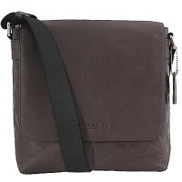 【COACH】經典C LOGO壓印皮革掀蓋斜背包_咖啡