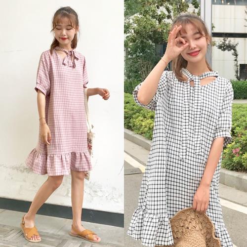 韓國K.W.  美輪美奐格子洋裝