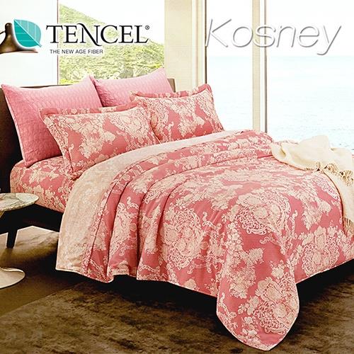 KOSNEY 狄安娜紅 特大100%天絲TENCEL四件式兩用被床包組