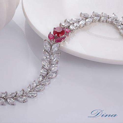 DINA JEWELRY蒂娜珠寶  貴婦圖騰花 CZ鑽造型手鍊 (HL91753)