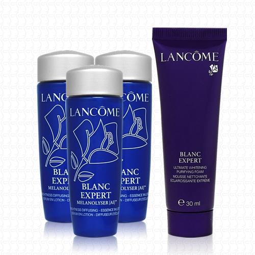 LANCOME蘭蔻 激光煥白精華玫瑰露升級版15mlx3+精華洗面霜30ml