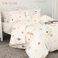 DUYAN竹漾- 台灣製100%精梳純棉雙人加大四件式舖棉兩用被床包組- 四季花香