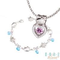 甜蜜約定 HelloKitty 印記純銀墜子 送項鍊+雪國之戀純銀手鍊
