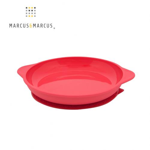 【MARCUS&MARCUS】 動物樂園幼兒學習吸力餐盤-獅子(紅)