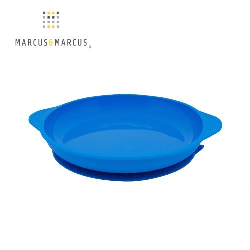 【MARCUS&MARCUS】 動物樂園幼兒學習吸力餐盤-河馬(藍)