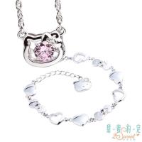甜蜜約定 HelloKitty 幸運小物純銀項鍊+勇敢愛純銀手鍊