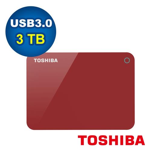 Toshiba 東芝 Canvio Advance 2.5吋 USB3.0 V9 3TB外接式硬碟(紅)-HDTC930AR3CA