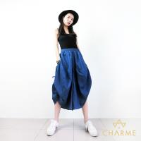 charme 側抽繩綁帶設計口袋燈籠褲裙(共兩色)
