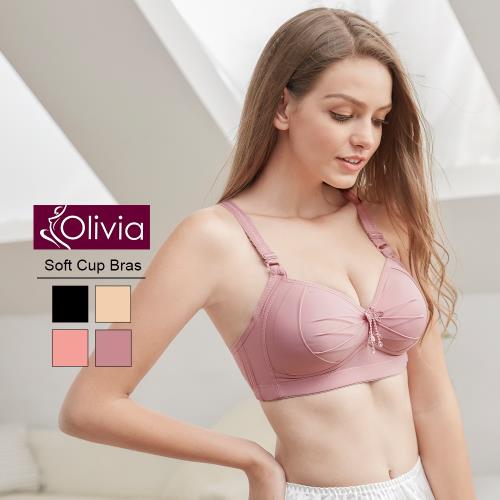 Olivia 無鋼圈大尺碼絲滑側收副乳無痕舒適內衣 4件組