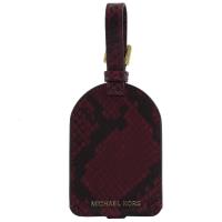 MICHAEL KORS 經典LOGO仿蛇皮行李名牌吊飾.酒紅