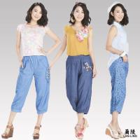 蘭陵 丹寧顯瘦寬版修飾輕鬆褲3入組
