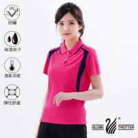 遊遍天下 台灣製女款顯瘦抗UV吸濕排汗機能POLO衫S063玫紅