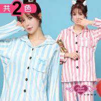 天使霓裳 法蘭絨條紋甜美保暖二件式哺乳孕婦裝(共兩色F) CT2609
