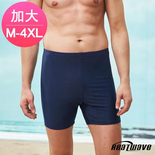 Heatwave熱浪 加大男泳褲 五分平口褲-純黑367(L-4XL)