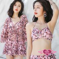 天使霓裳 泳衣 春枝萌芽 鋼圈三件式比基尼泳裝(粉M~2L) SR73709