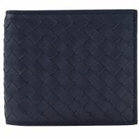 BOTTEGA VENETA 196207 經典編織小牛皮中短夾.深藍