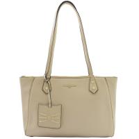 KARL LAGERFELD Paris Zippy荔枝牛皮肩背托特包.米白