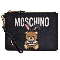 MOSCHINO PLAYBOY聯名款小熊圖案拉鍊手拿包(小-黑)