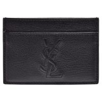 YSL 經典Belle De Jour系列品牌字母車紋小牛皮萬用票卡/證件名片夾(黑)
