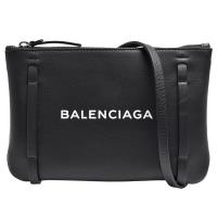 BALENCIAGA 經典EVERYDAY系列品牌字母烙印小牛皮肩/斜背包(黑)