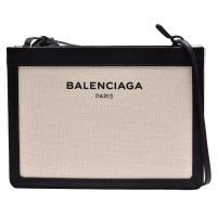 BALENCIAGA 經典NAVY系列帆布X牛皮飾邊手拿/斜背包(中-黑)