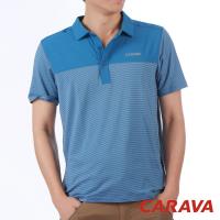 CARAVA 男條紋排汗POLO衫(灰藍/深灰藍/橄綠)