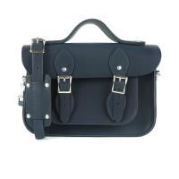 【The Leather Satchel Co.】11吋 英國手工牛皮劍橋包 手提包 肩背 側背包 新款磁釦設計方便開啟 (霧墨深藍)