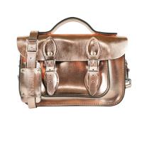 【The Leather Satchel Co.】11吋 英國手工牛皮劍橋包 手提包 肩背 側背包 新款磁釦設計方便開啟 (玫瑰金)